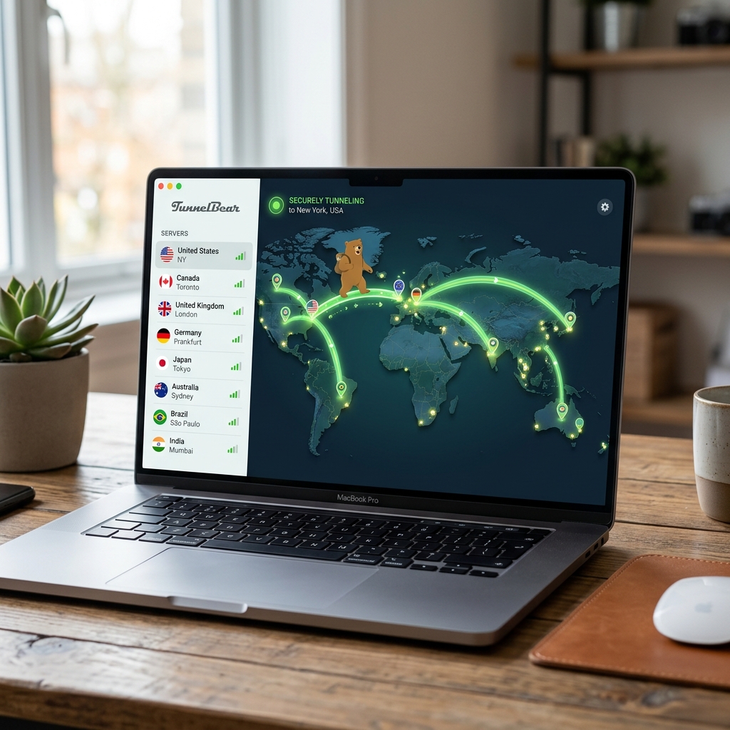 TunnelBear Desktop Map Interface